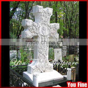 Western Style Modern Marble Cross Tombstone