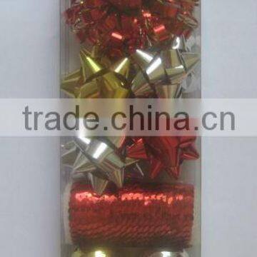 HOT SALE! Gold / Silver/ Red Foil Poly Ribbon Gift Bows Pack for Chrismtas Decorations