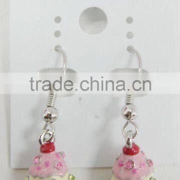 Cute metal silver ice cream charm earrings ,decorated with colorful enamel and crystal,Customized Colors or LOGO and OEM desigtn