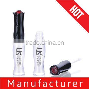 Fancy rose shaped lipgloss tube containers with brush