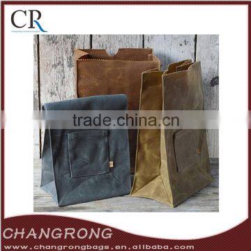 Waxed Canvas Lunch Bag With Little Pocket On Front