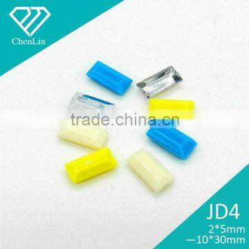 JD4 baguette 5*10 3*7mm foiled faceted point back acrylic jewels rhinestones DIY fashion decoration, craft fitting garment bags