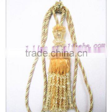 decorative tassel tieback with acrylic beads, beaded tieback of curtain accessories