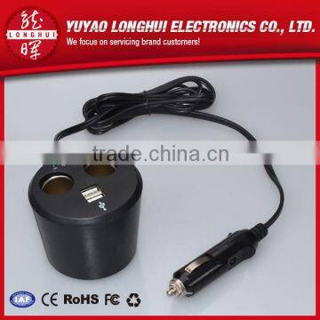 Dual USB car charger socket, car extension socket
