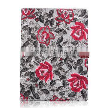 flower pattern leather case for ipad pro,card slot with stand for ipad pro,for ipad pro cash holder