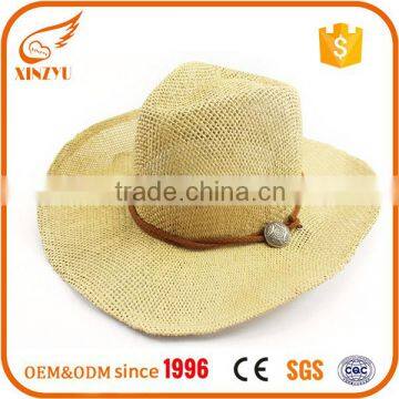 2016 wholesale women panama cowboy straw hat for ladies