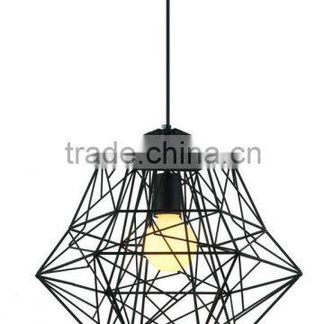 E27 Black Metal Wire Pendant Lighting, Lamp Shade,Diamond Pendant Bird Cage Light