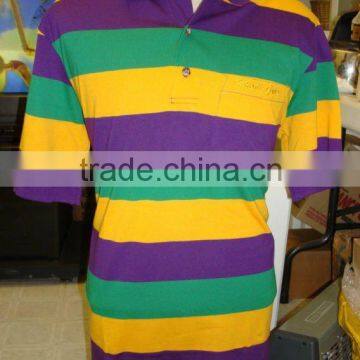 Mens 100% cotton short sleeve stripe polo t-shirt