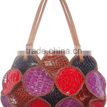 china leather lady handbag medium size light weight more color choice handmade