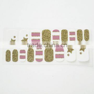 Custom Christmas gold glitter nail wraps long-lasting nail art decals lovely fashion nail patch supplier