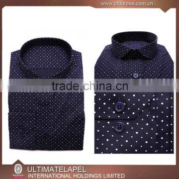 Tailored slim fit black dots cotton men clothing fashion shirt 2016                        
                                                Quality Choice