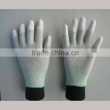 Nylon string fingertips household glove with PU palm