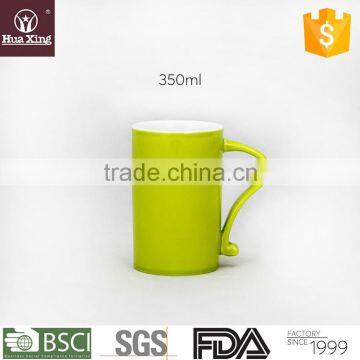 H11530 green outside glaze 350ml corundum porcelain cylinder mug