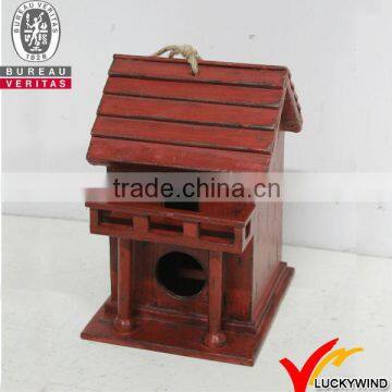 FSC Shabby Chic Red Wood Birdhouse