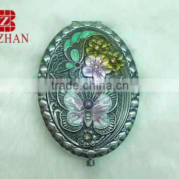 Antique metal mirror pocket for makeup/round metal cosmetic mirrpr