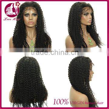 No tangle free human hair wig crochet braids with human hair mongolian virgin deep curl hair for woman