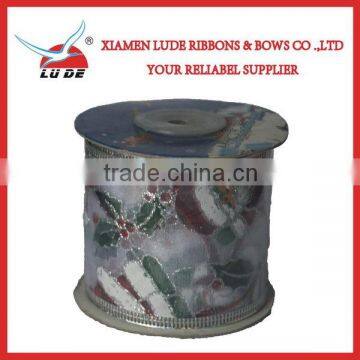 Wired Edge Christmas Ribbon for Packing photo-5