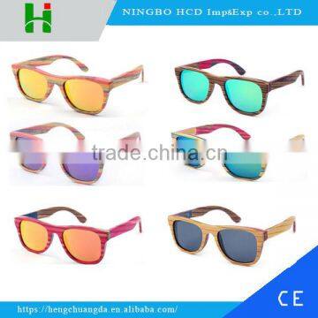 2016 Colored Skateboard sunglasses, Customized skateboard wood sunglasses