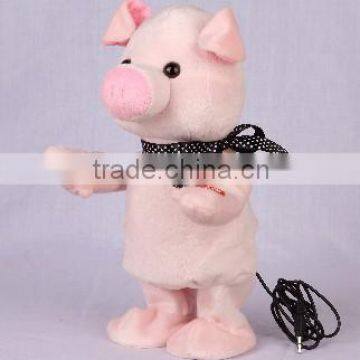 Battery operated swing body Pig with MP3 player function stuffed animal plush toy