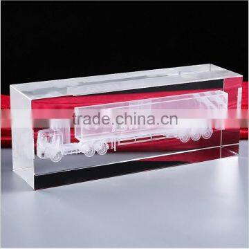 2016 3D engraved crystal cube with car engraved