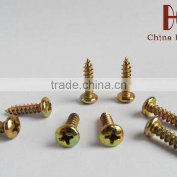 22 A golden zinc pan head self tapping screw to Sheet metal processing