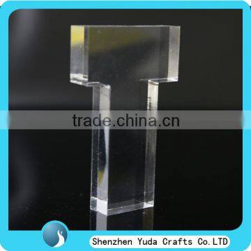 15 mm thick resin block clear lucite block in letter T shape