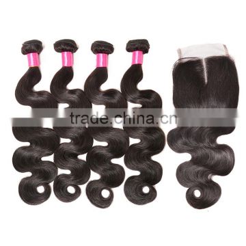 2016 Fashion Style Factory Price Human Hair Bundles With Lace Closure