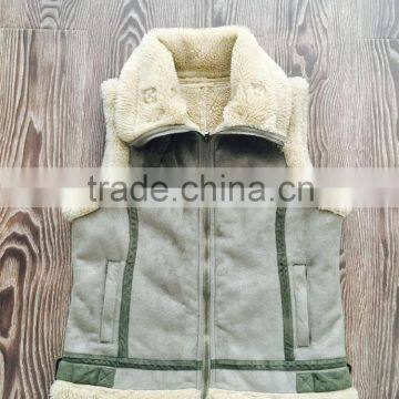 Ladies fake suede bonded sherpa vest