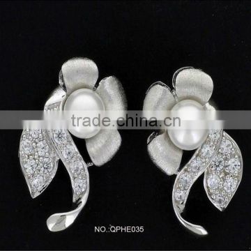 latest 925 sterling silver lovely flower earrings QPHE035