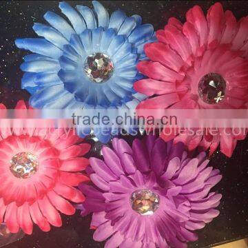 4.5" artificial custom rhinestone center silk gerbera daisy flower for baby cloths