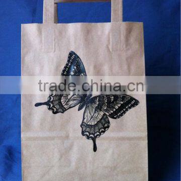 Food grade kraft paper shopping bag with butterfly pattern