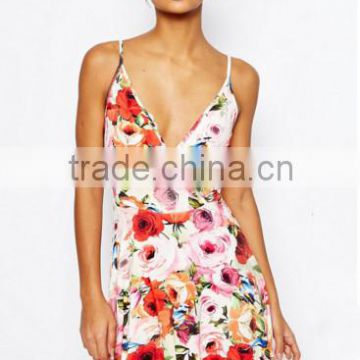 Latest Dress Pattern 2016 , Women Apparel Backless Design Sexy one piece dress in floral