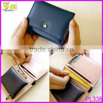 2014 Fashion Women Small Purse Lady PU Trifold Thin Button Wallets Credit Card Holder Wholesale