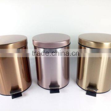 Rose Golden Garbage Bin Luxury Trash Can Metal Rose Golden Waste Bin