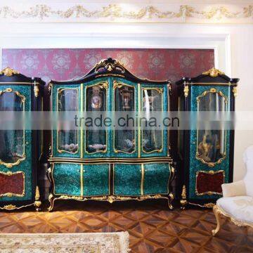 French Neoclassical Luxury Peacock Green Wooden Carving Small Round Dining Table Central Table / European Dining Room Furniture photo-6