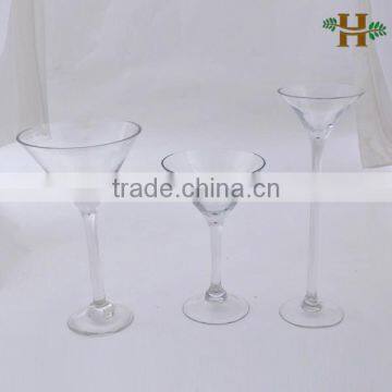 Handmade Glass Vase Red Colored Long Stem Martini Glass Vase photo-4