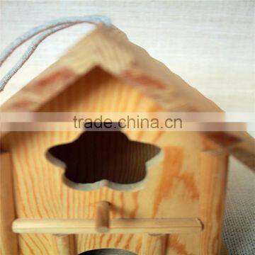 Pine Wood House Toy Wood Bird Nest Artificial Bird Nest With Two Window photo-2
