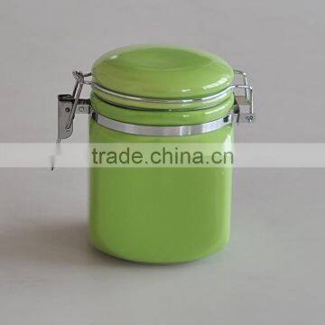 Colorful Solid Square Ceramic Jar With Lid, Ceramic Canister For Fruit and Honey photo-3