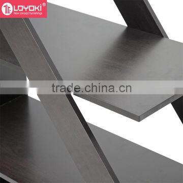 2016 New Design Triangle Shape Book Display 4 Tiers Book Rack for Living Room Easy Assembly Wood Bookshelf photo-3