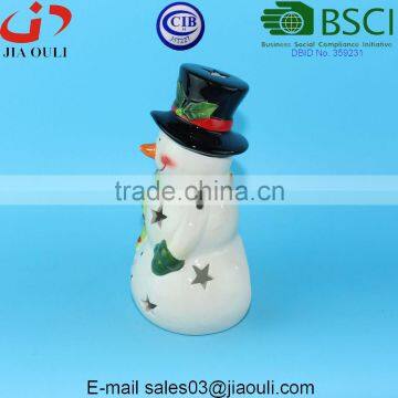 BSCI Certificate Factory Popular Christmas Decoration Snowman, Ceramic Snowman Candle Holder photo-5