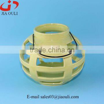 Hot home decoration green ceramic lantern, candleholders