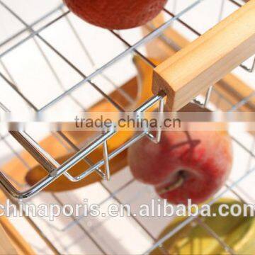 2016 Good Quality and Competitive Price Wooden Kitchen Trolley With Three Metal Wire Brackets