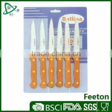 6pcs stainless steel steak knives set with woden handle