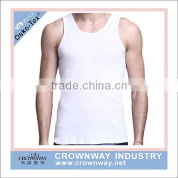 wholesale men white cotton tank top can be with V-neck