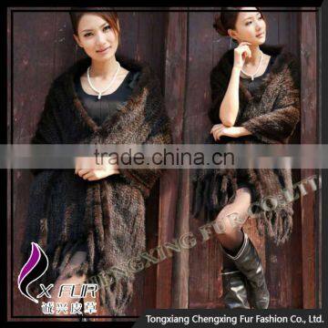 CX-B-M-25B Knitted Mink Fur Shawl Hot Sale / High Quality Women Mink Fur Cape photo-6