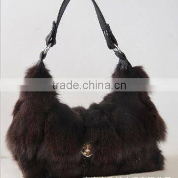 2016 New Arrival Fashion Factory Price Real Silver Fox Fur Lady Handbag photo-5