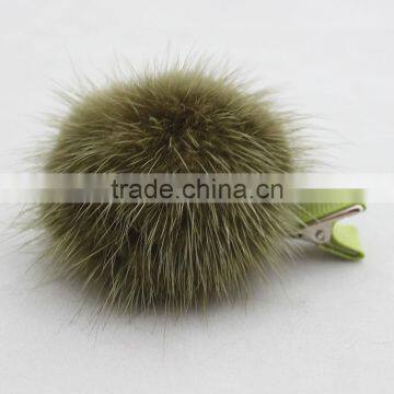 Myfur Individual Packing Girls Hair Accessory Mink Fur Pompom Hairpin