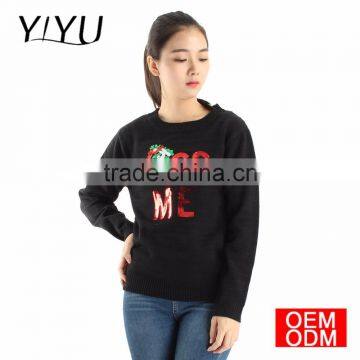 2017 Winter Ladies Round Neck Kiss me Knit Christmas Sweater photo-4