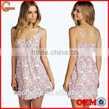 Latest geo print women ladies night dress,sexy night sleeping dress