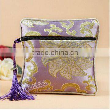 Light purple Zipper pouch bags, jewelry silk pouch bags, gift silk pouch CH055